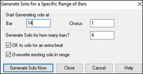 Generate Solo for a Specific Range of Bars dialog